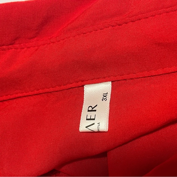 EKOUAER Vibrant Button-Up Poncho Style Comfy Soft Pajama Shirt, Size 3X, Red - Picture 5 of 5